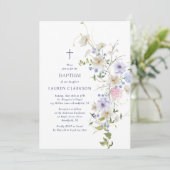 Watercolor Wildflowers Baptism Invitation Einladung (Stehend Vorderseite)