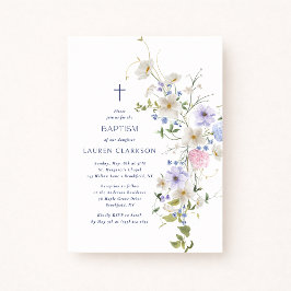 Watercolor Wildflowers Baptism Invitation Einladung