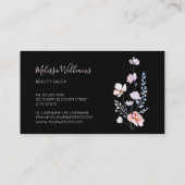 Watercolor Wildflowers Black Mauve Visitenkarte (Rückseite)
