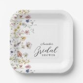 Watercolor Wildflowers Floral Bridal Shower Pappteller (Vorderseite)