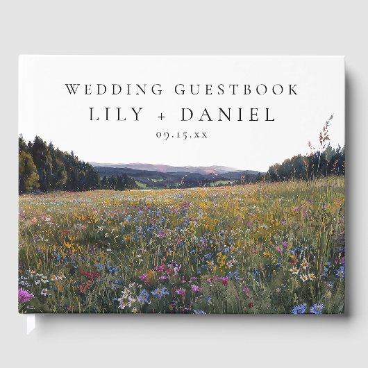 Watercolor Wildflowers Floral Meadow Wedding Gästebuch (Vorderseite)