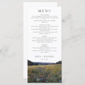 Watercolor Wildflowers Floral Meadow Wedding Menükarte (Vorne/Hinten)