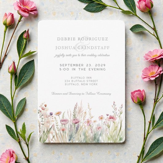 Watercolor Wildflowers Floral Wedding Invitation  Einladung