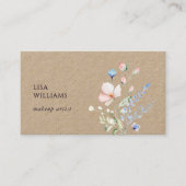 Watercolor Wildflowers Kraft Visitenkarte (Vorderseite)