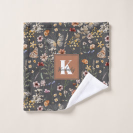 Watercolor Wildflowers Monogram Name Waschlappen