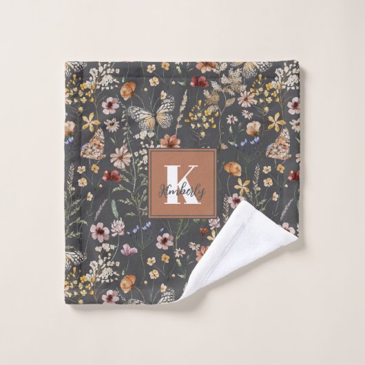 Watercolor Wildflowers Monogram Name Waschlappen (Waschlappen)
