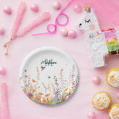 Watercolor Wildflowers Monogram Personalized Name Pappteller (Party)