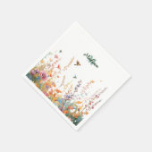 Watercolor Wildflowers Monogram Personalized Name Serviette (Ecke)