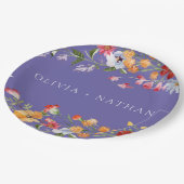 Watercolor Wildflowers Purple Wedding Pappteller (Schrägansicht)