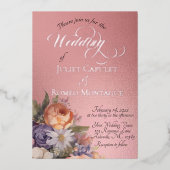 Watercolor Wildflowers - Rose-Gold Folieneinladung (Vorderseite)