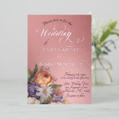 Watercolor Wildflowers - Rose-Gold Folieneinladung (Stehend vorne)