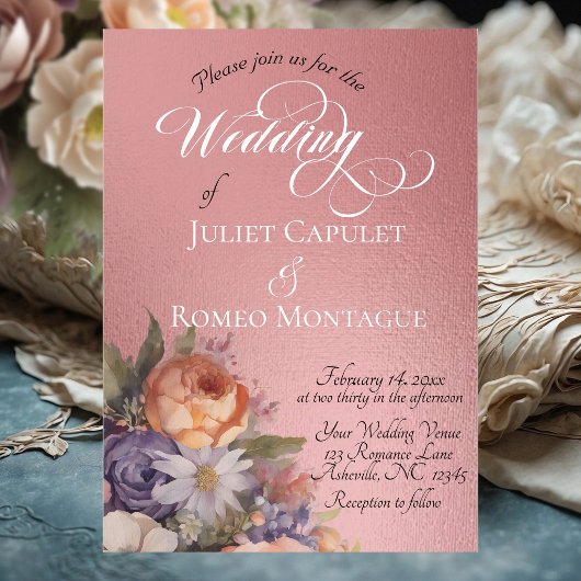 Watercolor Wildflowers - Rose-Gold Folieneinladung