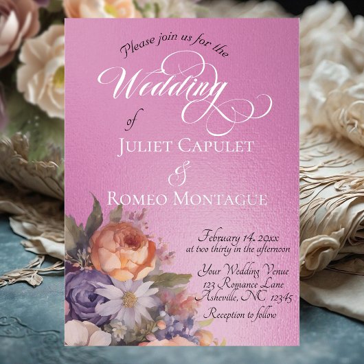 Watercolor Wildflowers - Rose Pink Folieneinladung