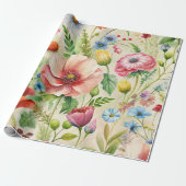 Watercolor Wildflowers Seamless Decoupage Paper Geschenkpapier (Ungerollt)