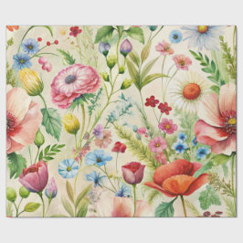 Watercolor Wildflowers Seamless Decoupage Paper Geschenkpapier
