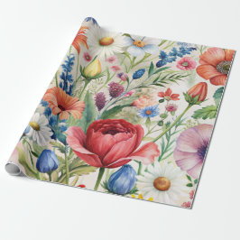Watercolor Wildflowers Seamless Decoupage Paper Geschenkpapier
