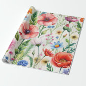 Watercolor Wildflowers Seamless Decoupage Paper Geschenkpapier (Ungerollt)