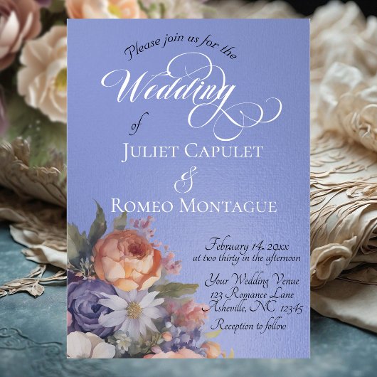 Watercolor Wildflowers - Sky Blue Folieneinladung