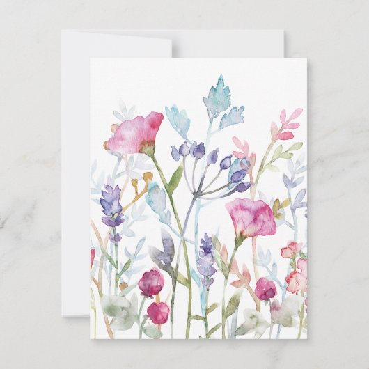 Watercolor Wildflowers Stationery Note Card Einladung (Rückseite)