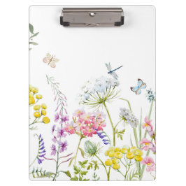 Watercolor Wildflowers Summer Meadow Floral  Klemmbrett