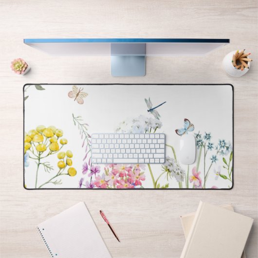 Watercolor Wildflowers Summer Meadow Floral  Schreibtischunterlage (Büro 1)
