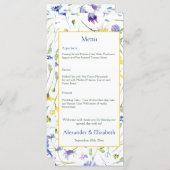 Watercolor Wildflowers Wedding Menükarte (Vorne/Hinten)