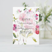 Watercolor Wildflowers Weddinge RSVP Card Karte (Stehend Vorderseite)