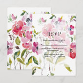 Watercolor Wildflowers Weddinge RSVP Card Karte (Vorne/Hinten)