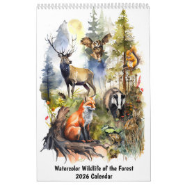 Watercolor Wildlife of the Forest – 2026 Calendar Kalender