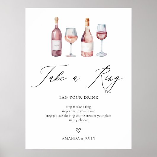 Watercolor Wine Bridal Shower games Poster (Vorne)