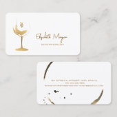 Watercolor Wine Stain Gold Wine Glass  Visitenkarte (Vorne/Hinten)