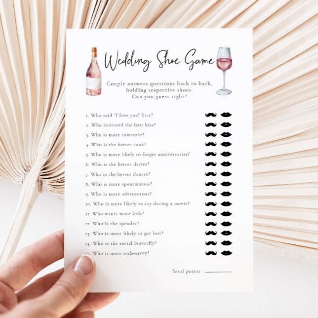 Watercolor Wine Wedding Shoe Brautparty Game (Von Creator hochgeladen)