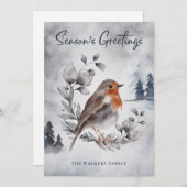 Watercolor Winter American Robin Holiday Card (Vorne/Hinten)