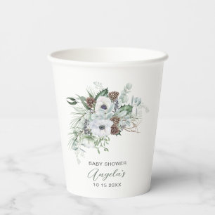 Watercolor-Winter-Anemonen-Blumen-Baby-Party Pappbecher