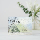 Watercolor Winter Antenna Ham Radio QSL Karte (Stehend Vorderseite)