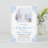 Watercolor Winter Arctic Animals Baby Shower Einladung (Stehend Vorderseite)