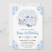 Watercolor Winter Arctic Animes Geburtstagsparty Einladung (Vorderseite)
