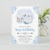 Watercolor Winter Arctic Animes Geburtstagsparty Einladung (Stehend Vorderseite)
