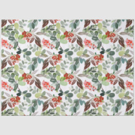 Watercolor Winter Berries & Greenery Christmas Seidenpapier