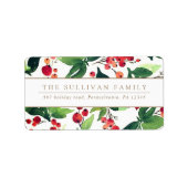 Watercolor Winter Berries & Holadresse Label Adressaufkleber (Vorne)
