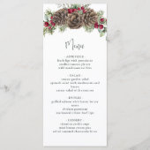 Watercolor Winter Berries Pine Christmas Menükarte (Vorderseite)