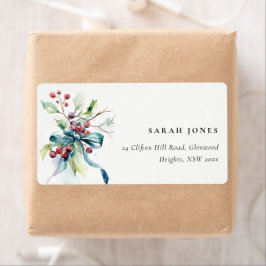 Watercolor Winter Berries Weihnachtsadresse