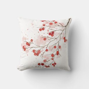 Watercolor Winter Berry Kissen
