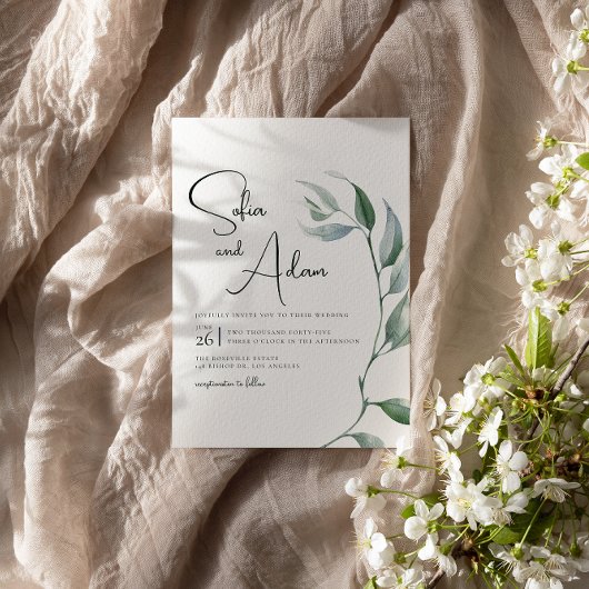 Watercolor Winter Blätter Wedding Party Einladung