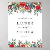 Watercolor Winter Blooms Garland Hochzeit Willkomm Poster (Vorne)
