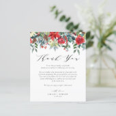 Watercolor Winter Blooms Wedding Danke Karte (Stehend Vorderseite)