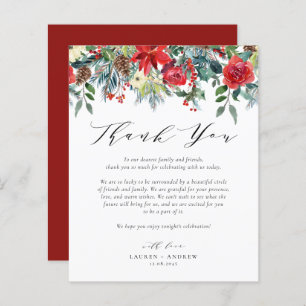 Watercolor Winter Blooms Wedding Danke Karte