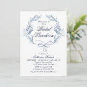 Watercolor Winter Blue Floral Bridal Einladung (Stehend Vorderseite)