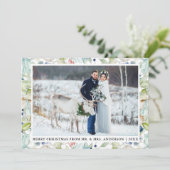 Watercolor Winter Blue Floral Hochzeit Weihnachten (Stehend Vorderseite)