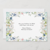 Watercolor Winter Blue Floral Hochzeit Weihnachten (Rückseite)